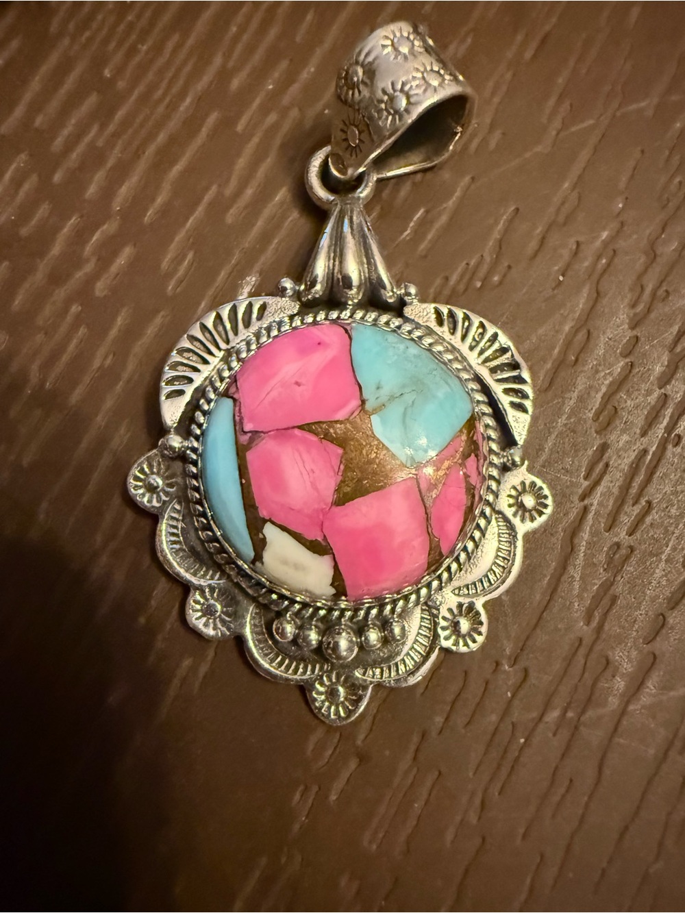 Pink Dalia Stone Set in Sterling Silver